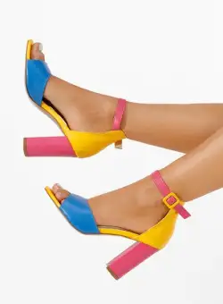 Sandale cu toc gros Zandra multicolore