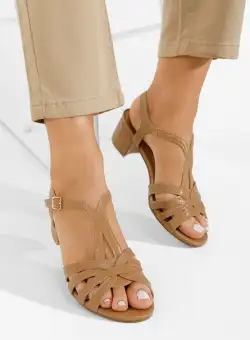 Sandale cu toc mic Henrietta kaki