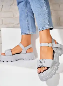 Sandale dama cu platforma Albastre din Piele Ecologica Zaion