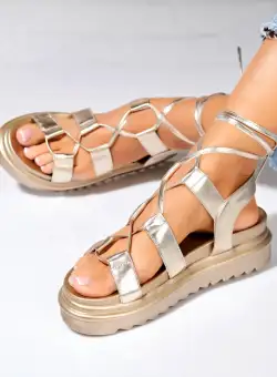 Sandale dama cu platforma Auriu din Piele Ecologica Imira