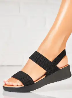Sandale dama cu platforma Negre din Textil Joxer