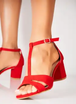 Sandale dama cu Toc Rosii din Piele Ecologica Intoarsa Yujin2