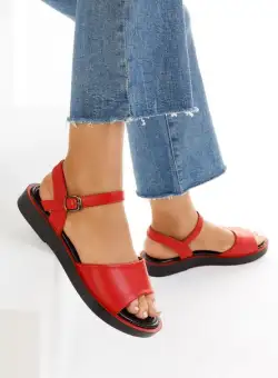 Sandale dama fara toc Hidia rosii