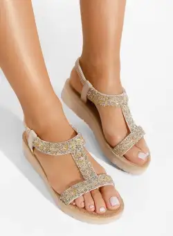 Sandale dama fara toc Ilaria bej