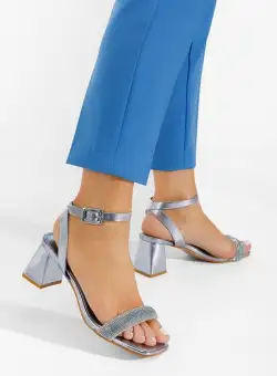 Sandale elegante cu toc gros Odette bleu