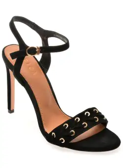 Sandale elegante EPICA negre, W697, din piele intoarsa