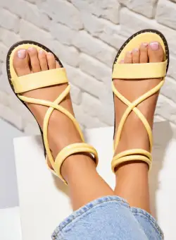 Sandale fara Toc din Piele Ecologica dama Galbene Mayu