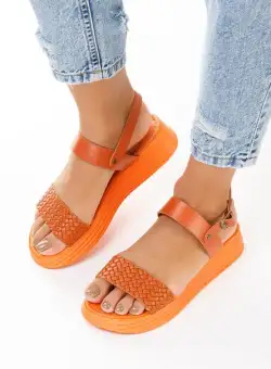 Sandale piele naturală Legoa portocalii