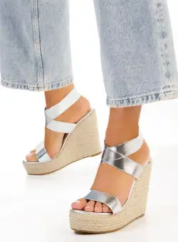 Sandale tip espadrile argintii Clarissa