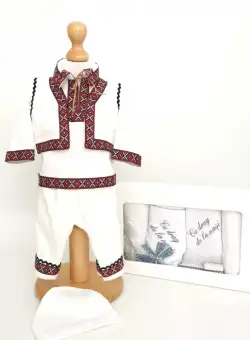 Set Botez Traditional Adi 12, 2 piese costumas traditional si trusou brodat