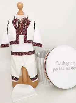 Set Botez Traditional Adi 13 , 2 piese costumas traditional si cufar brodat botez