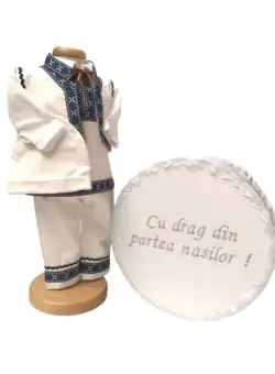 Set Botez Traditional Adi , 2 piese costumas traditional si cufar brodat botez