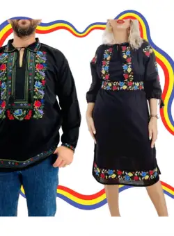 Set Cuplu Traditional 396 Camasa Traditionala si Rochie Traditionala