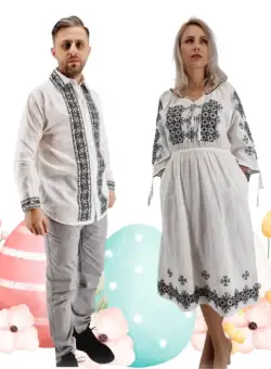 Set Cuplu Traditional 512 Camasa Traditionala si Rochie Traditionala