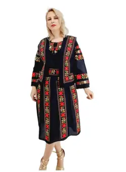 Set stilizat traditional format din ie , fusta si vesta 14