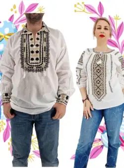 Set Traditional Cuplu 516 Camasi traditionale cu broderie