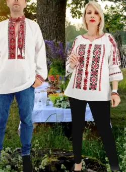 Set Traditional Cuplu 524 Camasi traditionale cu broderie