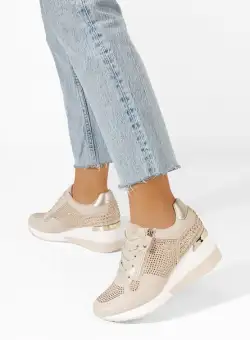 Sneakers cu platforma Karena bej