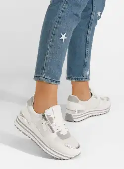 Sneakers cu platforma Noveda albi