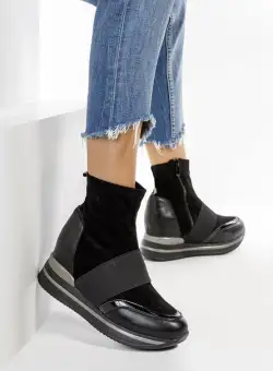 Sneakers dama cu platforma ascunsa Dermira negri