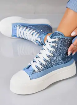 Sneakersi dama Glitter Albastri Habibi