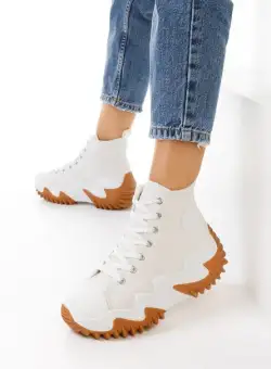 Tenisi cu platformă Takena albi