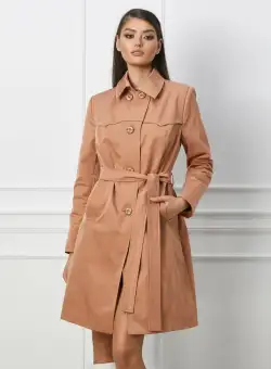 Trench Marisa bej cu cordon in talie