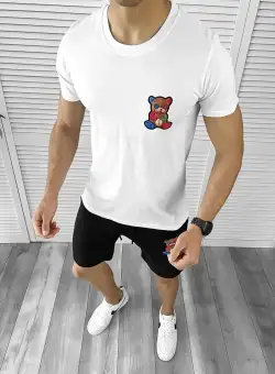 Trening barbati alb/negru pantaloni + tricou 10591 38-1.3