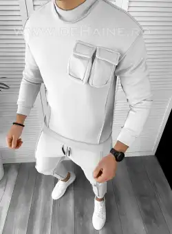 Trening barbati gri deschis pantaloni + hanorac K156 D10-5
