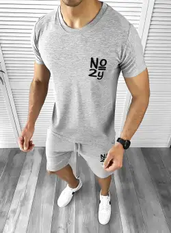 Trening barbati gri deschis pantaloni + tricou 10590 42-3.1.2