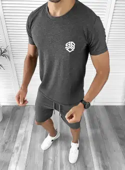 Trening barbati gri pantaloni + tricou 11701 36-5