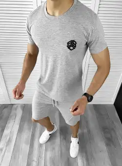 Trening barbati gri pantaloni + tricou 11701 53-1*