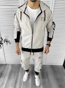 Trening barbati slim fit gri Pantaloni + Hanorac K020 1-5.1