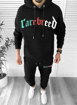 Trening barbati slim fit negru Pantaloni + Hanorac K173 X20