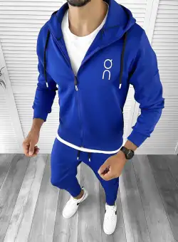 Trening barbati slim fit Pantaloni + Hanorac albastru 12182 24-1.2.3