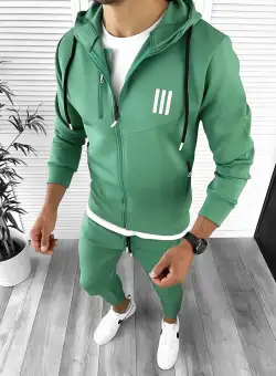 Trening barbati slim fit Pantaloni + Hanorac verde 12233 89-2.3