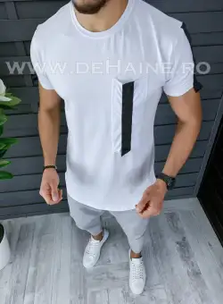 Tricou barbati alb PREMIUM slim fit ZR B1134 P14-1.2