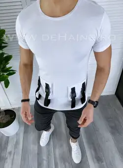 Tricou barbati alb slim fit B1966 V3-1.2