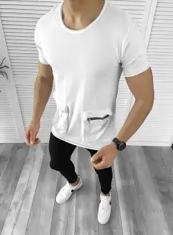 Tricou barbati alb slim fit Vagabond B1942 X2-2 3