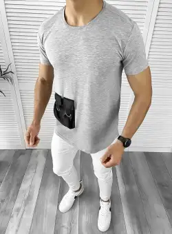 Tricou barbati gri slim fit Vagabond B1949 V2-5.1