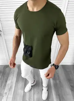 Tricou barbati kaki slim fit Vagabond B1949 V6-3