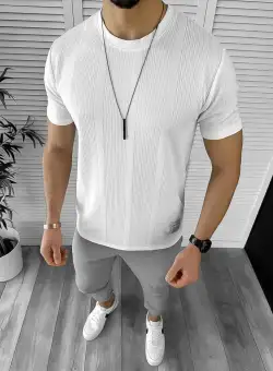Tricou barbati slim fit alb 12467 39-4.3