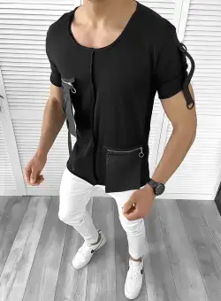 Tricou barbati slim fit asimetric ZR A9159 v5-2.2