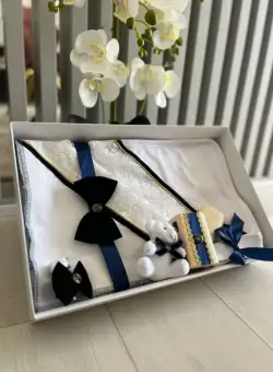 Trusou Botez format din 9 piese cu Ursulet - Bleumarin 2