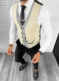 Vesta barbati eleganta slim fit bej B8098 202-3 e