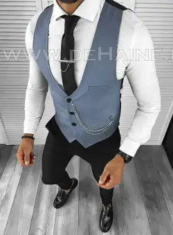 Vesta barbati eleganta slim fit bleu B8185 140-6 E