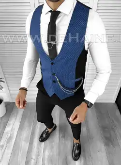 Vesta barbati eleganta slim fit bleumarin B8121 140-6 E
