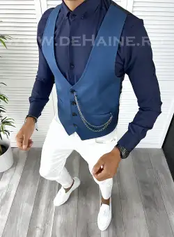 Vesta barbati eleganta slim fit bleumarin V3 E 141-3