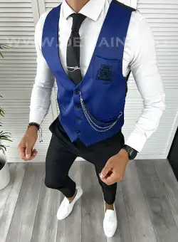 Vesta barbati eleganta slim fit bleumarin V32 141-2 e