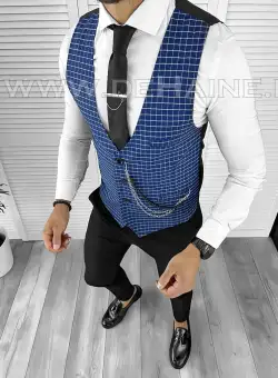 Vesta barbati eleganta slim fit bluemarin B8061 140-6 E